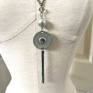 Long beaded tassel chain necklace
